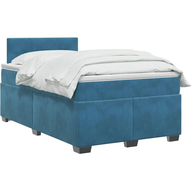vidaXL Boxspringbett mit Matratze Blau 120 x 190 cm Samt 3450678 – Bild 3