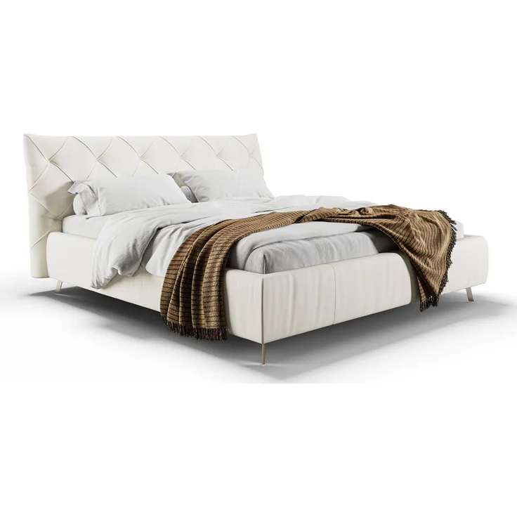 KAWOLA Bett ANNY Polsterbett Kopfteil niedrig Leder weiß 160x200cm – Bild 3