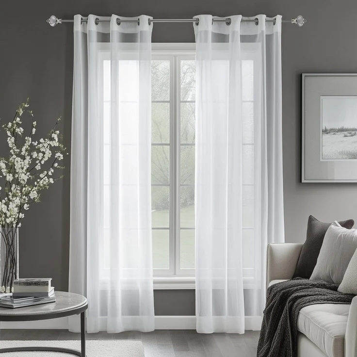 Deconovo Vorhang Transparent Gardinen Wohnzimmer Voile Vorhang Ösenvorhang 2er Set, Lichtfilterung – Bild 1