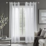 Deconovo Vorhang Transparent Gardinen Wohnzimmer Voile Vorhang Ösenvorhang 2er Set, Lichtfilterung