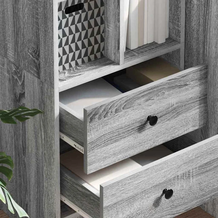 vidaXL Highboard mit Schubladen Graues Sonoma 45,5 x 34 x 127 cm 869367 – Bild 3
