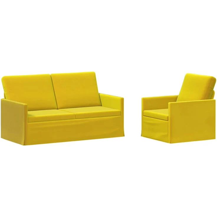 vidaXL Sofa-Set 2 pcs Gelb Samt (V) 3433210 – Bild 1