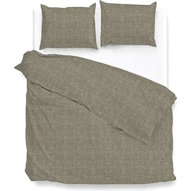 Zo! Home Cotton Bettwäsche 135x200 cm Lino Palm Taupe nougat meliert uni