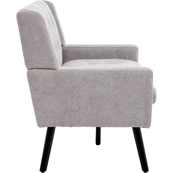LVHOM 2-Sitzer Sofa aus Leinenstoff mit Knopfsteppung, Loveseat mit hochdichter Schaumstoffpolsterung und Massivholzbeinen, Stoffsofa für Wohnzimmer & Büro, bis 260kg, Hellgrau – Bild 7