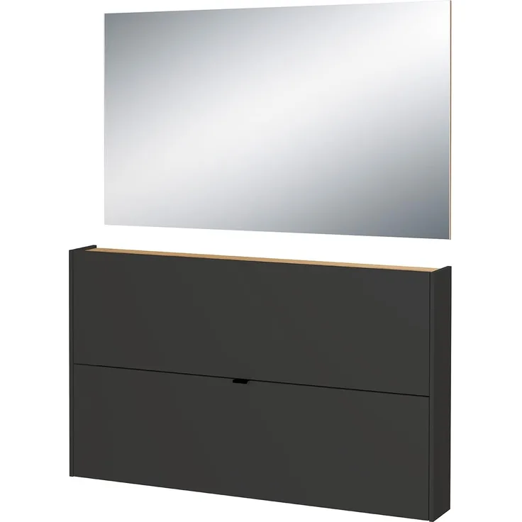 Germania 2-TLG. Garderoben-Set 9742-549 GW-Ameca, in Graphit/Navarra-Eiche-Nb, hängende Montage, 140 x 200 x 19 cm (BxHxT)
