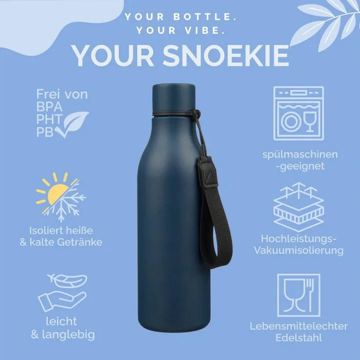 SNOEKIE Thermoflasche SNOEKIE Edelstahl Thermoflasche, SGS Geprüft, Spülmaschinengeeignet