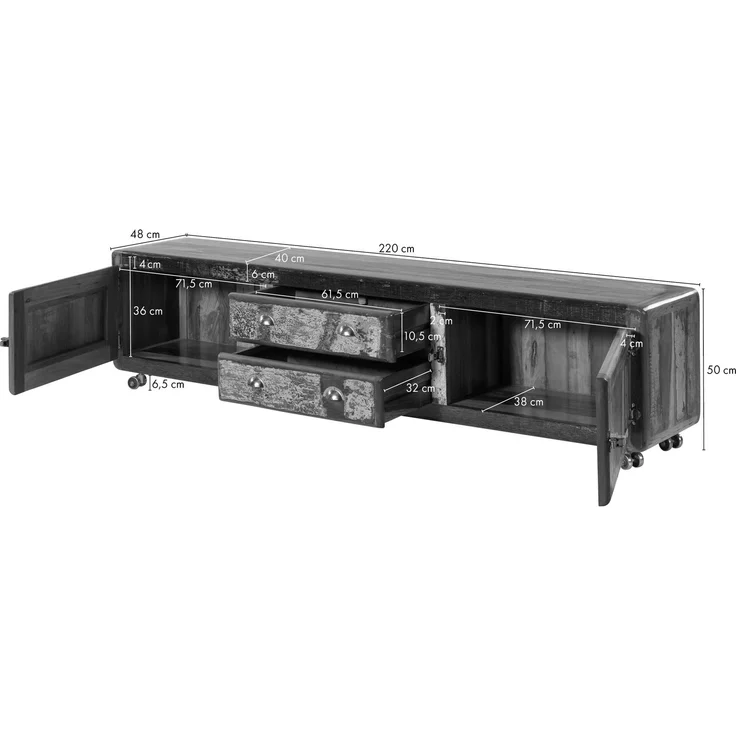 TV-Board Altholz 220 x 40 x 50 mehrfarbig lackiert FREEZY #44 – Bild 6