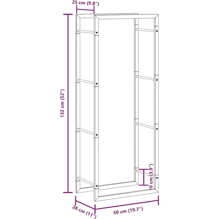 vidaXL Brennholzregal 50x28x132 cm Edelstahl 357861 – Bild 9