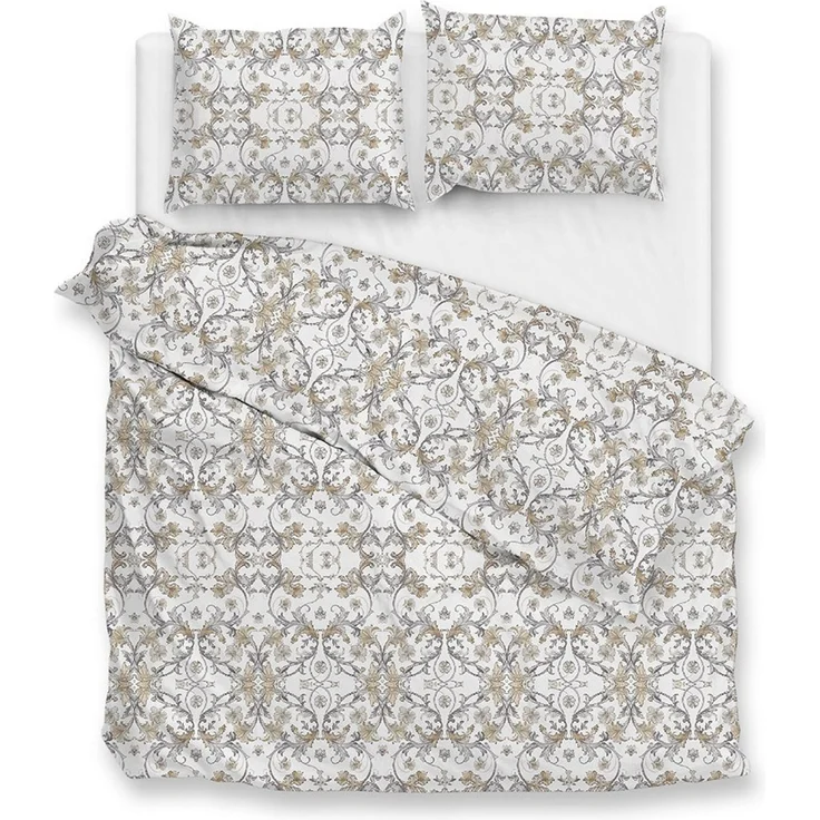 Zo! Home Cotton Bettwäsche 135x200 Fausto grey Ranken Ornamente silber sand – Bild 2