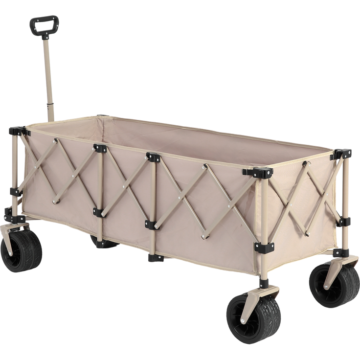 Faltbarer Bollerwagen 300L mit All-Terrain-Rädern, 136x54x60 cm, 100 kg, Beige – Bild 6