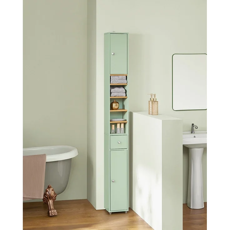 SoBuy BZR34-GR Badezimmer-Hochschrank, MDF, Lackiert, Grün, 20 x 180 x 20 cm – Bild 7