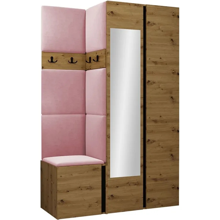 Garderoben-Set Monati XXVI (Farbe: Eiche Artisan / Schwarz, Manila 09)