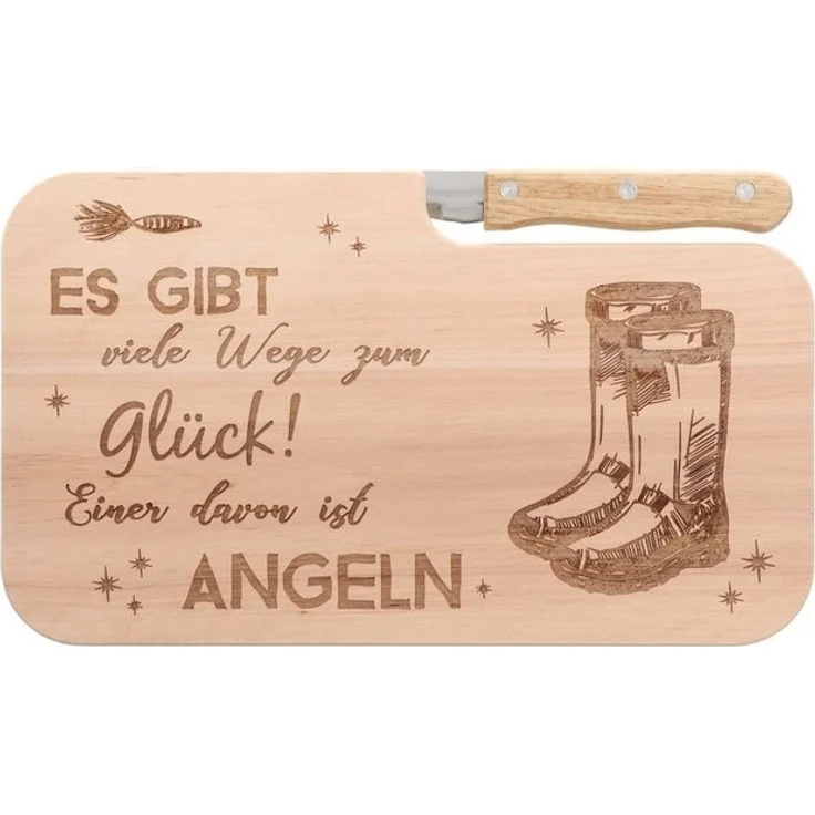 Spruchreif® Frühstücksbrett Brotzeitbrett mit Gravur · Holzbrett mit Messer · Outdoor Geschenke – Bild 3
