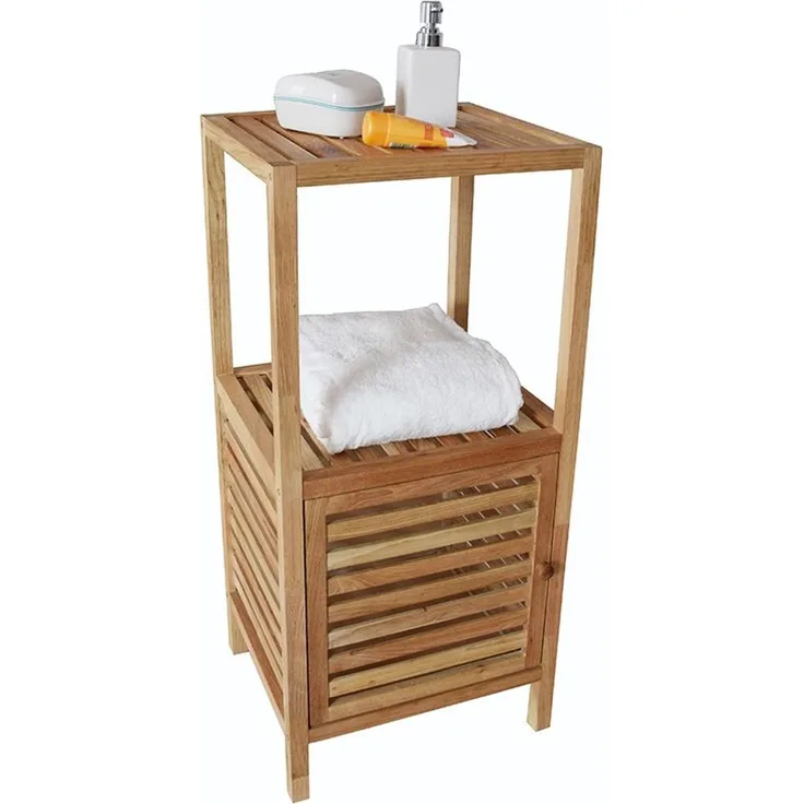 Badregal mit 3 Ablagen aus Walnussholz Badzimmerregal Handtuchregal Holzregal