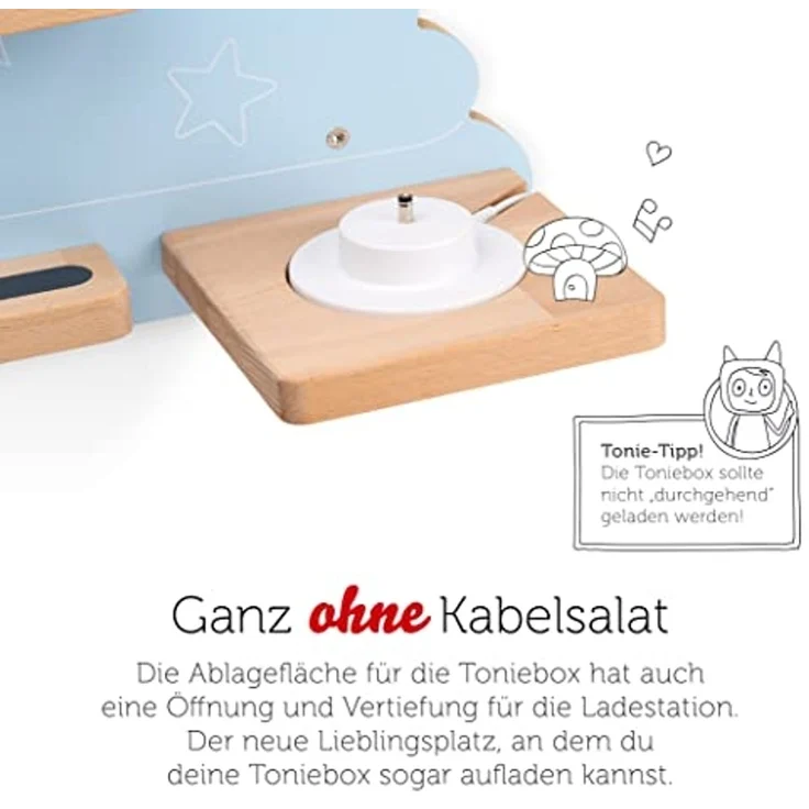 Tonies Toniebox Regal Wandregal - Hinter dem Regenbogen, Feenrosa, Massivholz, Buche – Bild 6