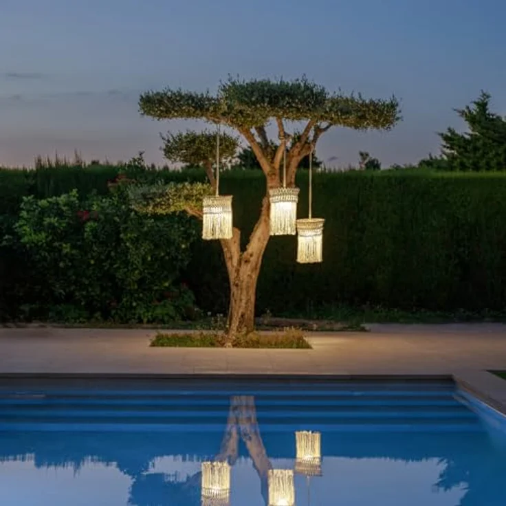 NewGarden MYKONOS HANG LED Pendelleuchte mit Baumwollseil, Fernbedienung, IP54, wetterfest – Bild 4
