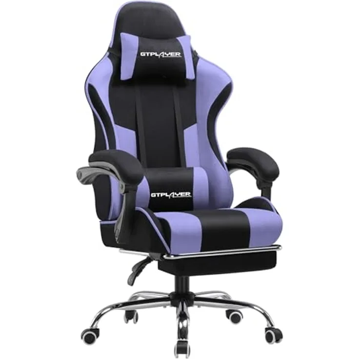 GTPLAYER Gaming-Stuhl Bürostuhl mit Massagefunktion, Fußstütze, Kopfstütze (Packung), Ergonomischer Gamer Stuhl Maximale Belastung 150 kg, 360° drehbar