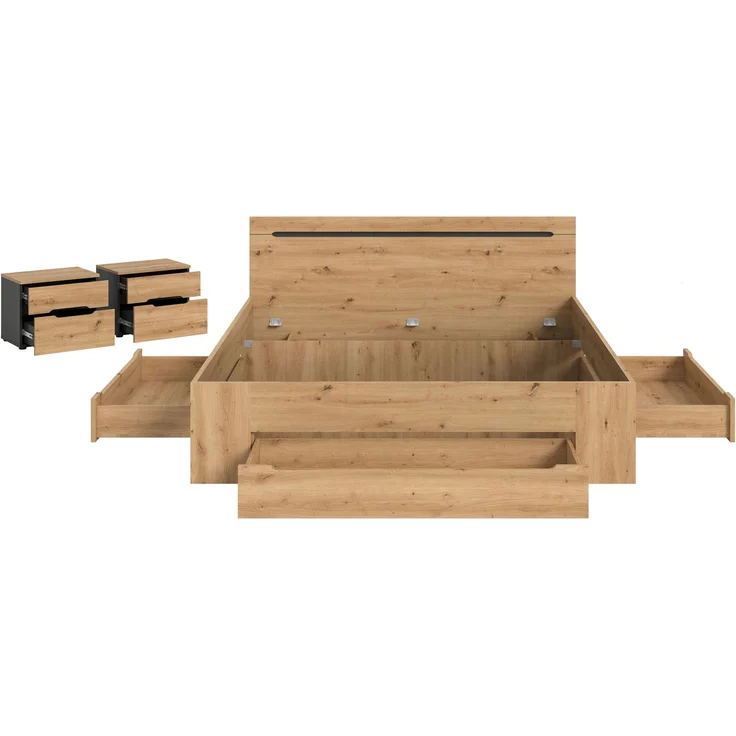 Schlafzimmer-Set B/H/T: 284x87x205 cm in Basalt grau Nachbildung und Artisan Nachbildung – Bild 2