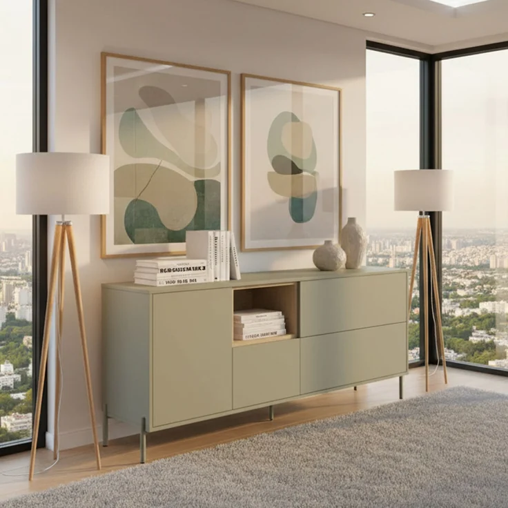 Sideboard HYGGE mit 1 Tür, 3 Schubladen, 1 offenes Fach, Salbei Grün – Bild 5