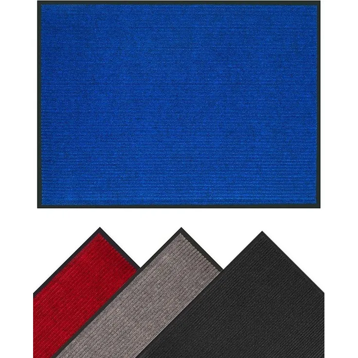 Praknu Teppich Schmutzfangmatte 90x120 cm Blau, rechteckig, Höhe: 7 mm, Waschbar - Robust - Rutchfeste Fußmatte für Innen- und Außenbereich