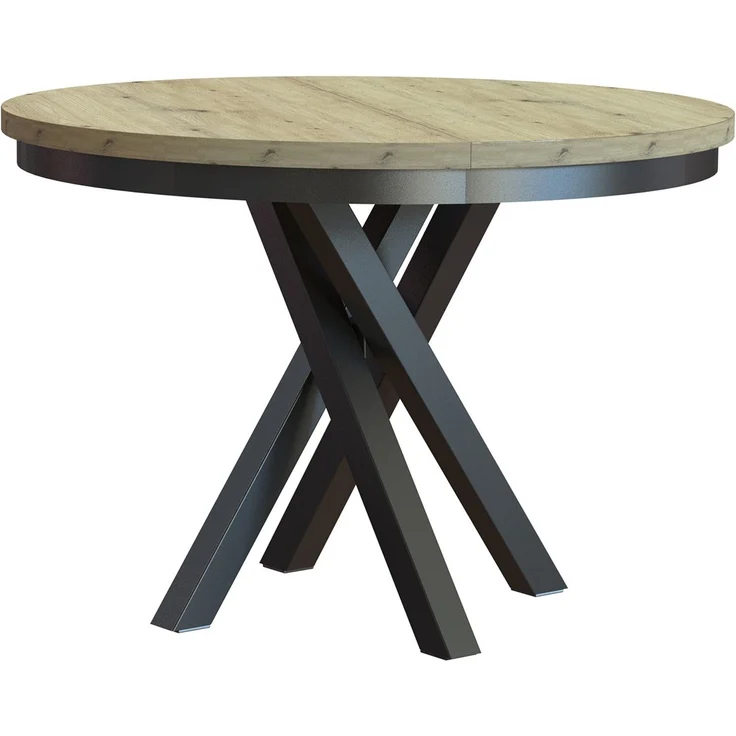 MEBLINI Esstisch Rund Ausziehbar aus Metall - 100-138x77cm - CHRIS - Artisan Eiche/Schwarz Matt - Loft - Esszimmertisch Modern - Küchentisch - Ausziehtisch - Round Dining Table - Esszimmertische – Bild 1