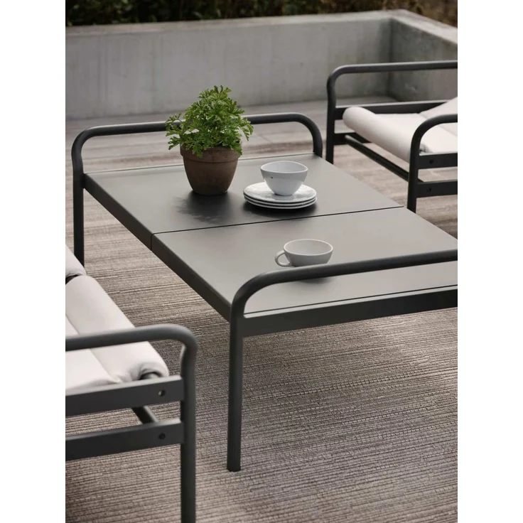 Gartencouchtisch Sling aus Aluminium, modern, pulverbeschichtet, anthrazit, 135x85x52 cm – Bild 3