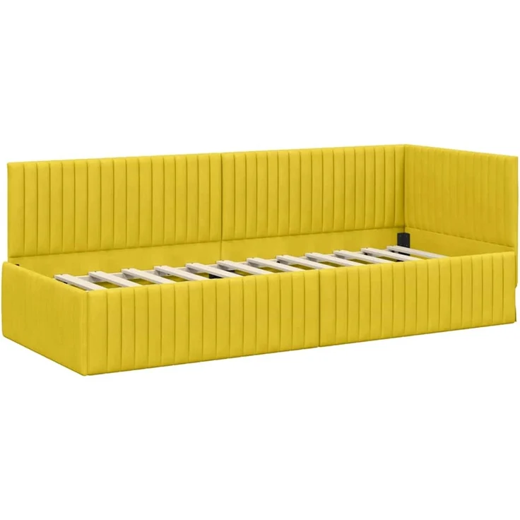 vidaXL Eckbettgestell mit Matratze mit Kopfteil 2 pcs Gelb Samt 3393804 – Bild 6