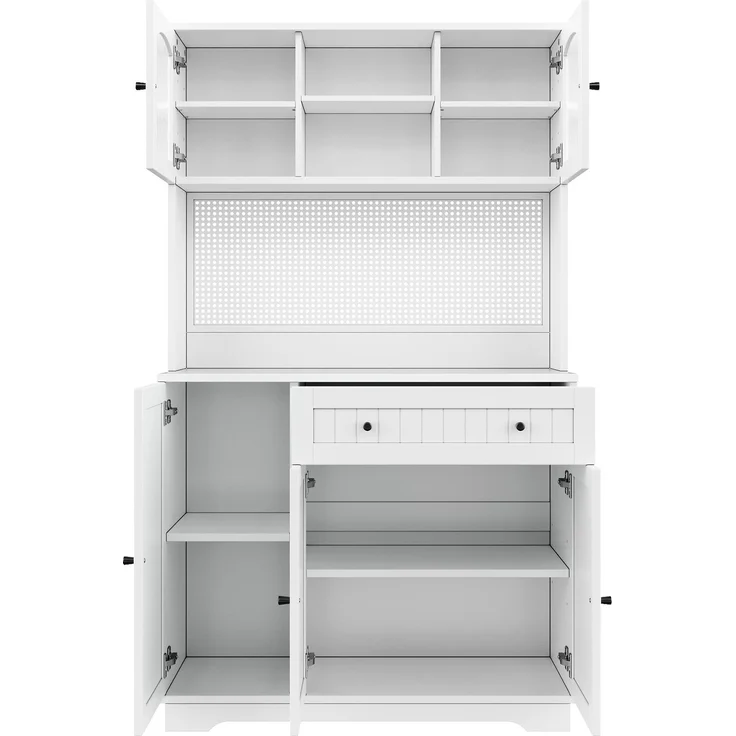 ZUBALIYA Vitrinenschrank mit Tür / Küchenschrank, mit verstellbaren Einlegeböden und lochblech, Weiß, 103.5 x 40 x 180 cm, fürs Kinderzimmer, mit Schubladen, mit Stauraum – Bild 18