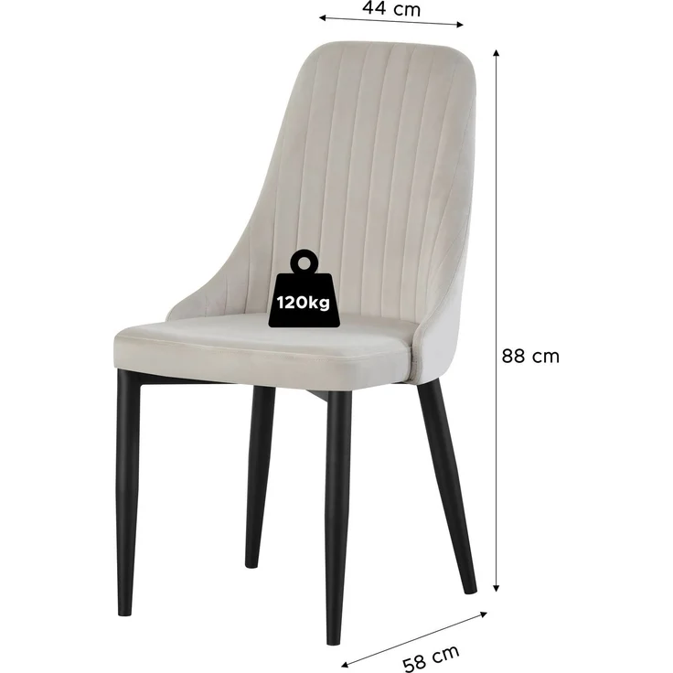 Stuhl 2er Set Monaco Stühle in Creme - gemütliches Design - Top Qualität B/H/T: 44x88x58 cm – Bild 3