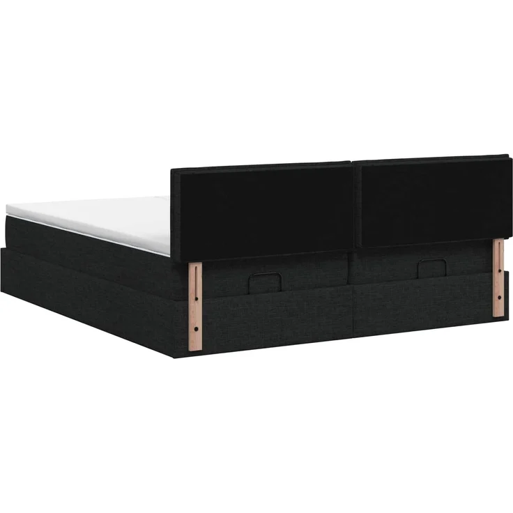 vidaXL Ottoman Bett mit Matratze mit Kopfteil 2 stk. Schwarz Stoff 3456672 – Bild 9