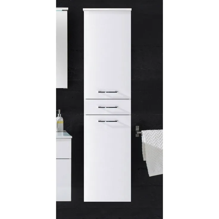 Hochschrank >Splash< in Weiß Hochglanz - 40x160x35 (BxHxT)