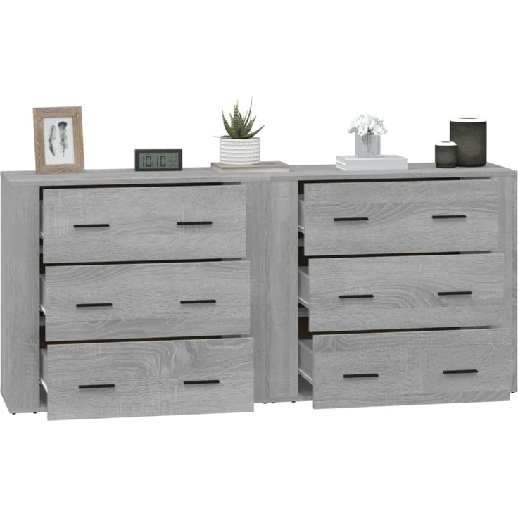 2 Stk. Sideboards, Kommoden Grau Sonoma Holzwerkstoff – Bild 5