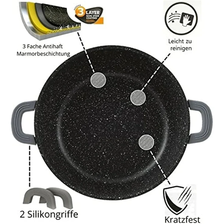 28 cm Schmorpfanne Bräter Bratpfanne Servierpfanne Schmortopf Schmorkasserolle – Bild 2