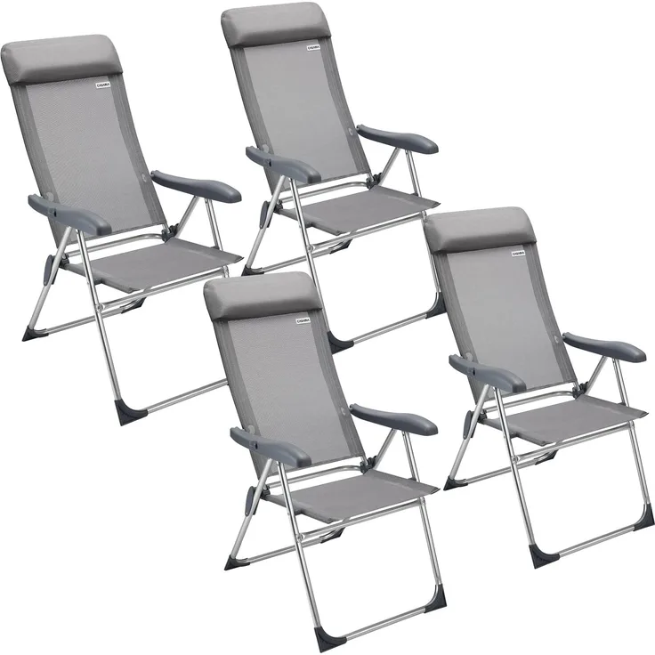 Casaria® Gartenstühle 4er Set Klappbar 7-Fach Verstellbar Alu mit hoher Rückenlehne Faltbar Balkon Campingstuhl Balkon Terrasse Klappstuhl Hochlehner