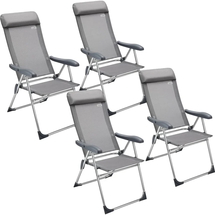 Casaria® Gartenstühle 4er Set Klappbar 7-Fach Verstellbar Alu mit hoher Rückenlehne Faltbar Balkon Campingstuhl Balkon Terrasse Klappstuhl Hochlehner