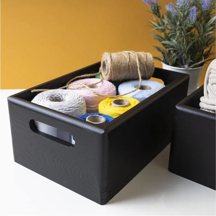 Creative Deco Holzkiste Obstkiste Korb 30x20x13cm (1cm) mit Griffen ohne Deckel, mit Griffen, ohne Deckel – Bild 2
