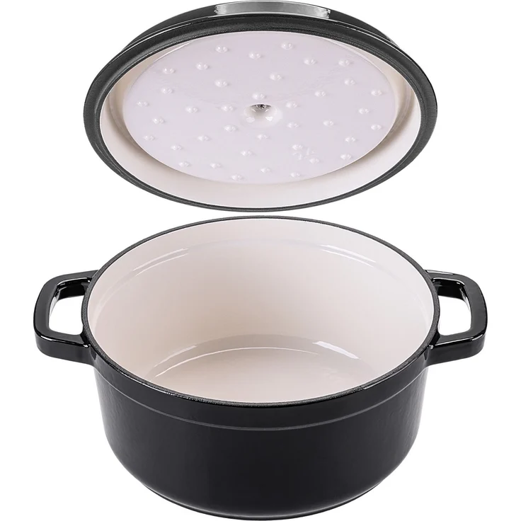 KADAX Gusseisentopf 4,5 Liter, Ø 23 cm, Schmortopf aus emailliertem Gusseisen, Rund Topf mit Deckel, Bräter zum Schmoren, Braten, Kochen & Backen, Bratentopf (Schwarz) – Bild 7
