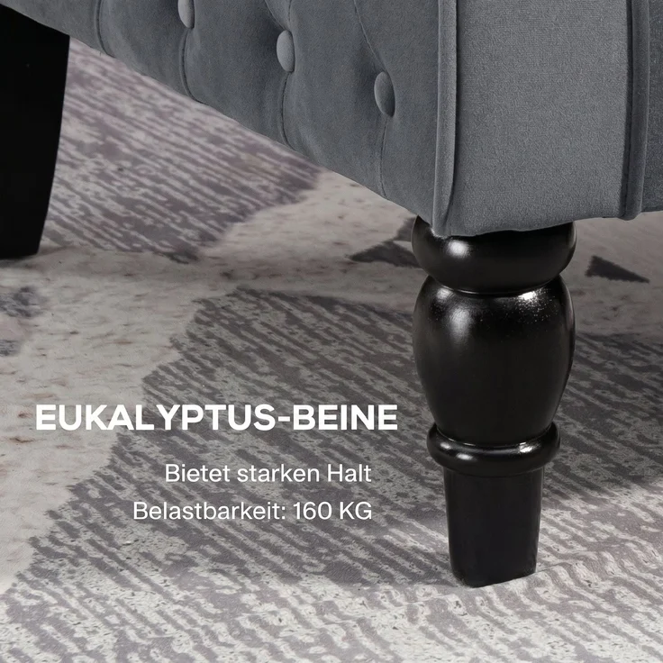 HOMCOM Ohrensessel, Polyester, Grau, 86L x 74B x 102H cm – Bild 7