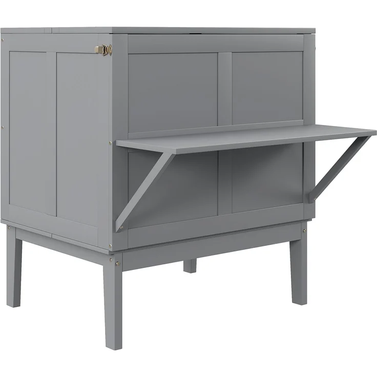 Novelux Vertikales Schrankbett 90x200 cm Wandklappbett mit Lattenrost – Platzsparendes Einzelbett aus Holz & Metall für kleine Räume, Grau, 150 kg – Bild 10