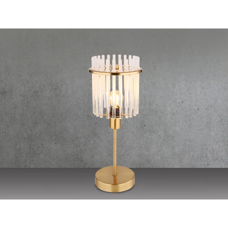 Tischleuchte, Metall, Gold, Glasstäbe, E14, H 37,5 cm – Bild 3