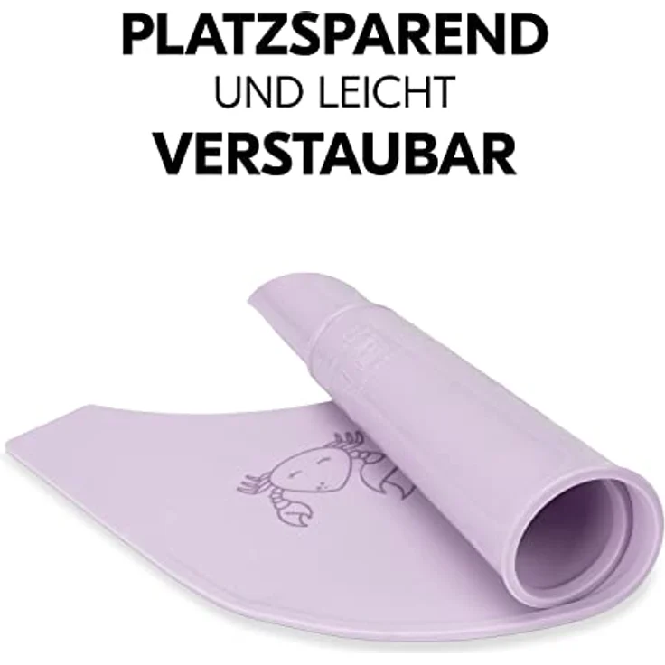 Hauck Silikon Auflage für Hochstuhl Alpha Essbrett Wooden/Click Tray oder Esstisch - Baby und Kinder Platzdeckchen, Abwaschbar, Rutschhemmend und Temperaturbeständig (Crab Lavender) – Bild 7