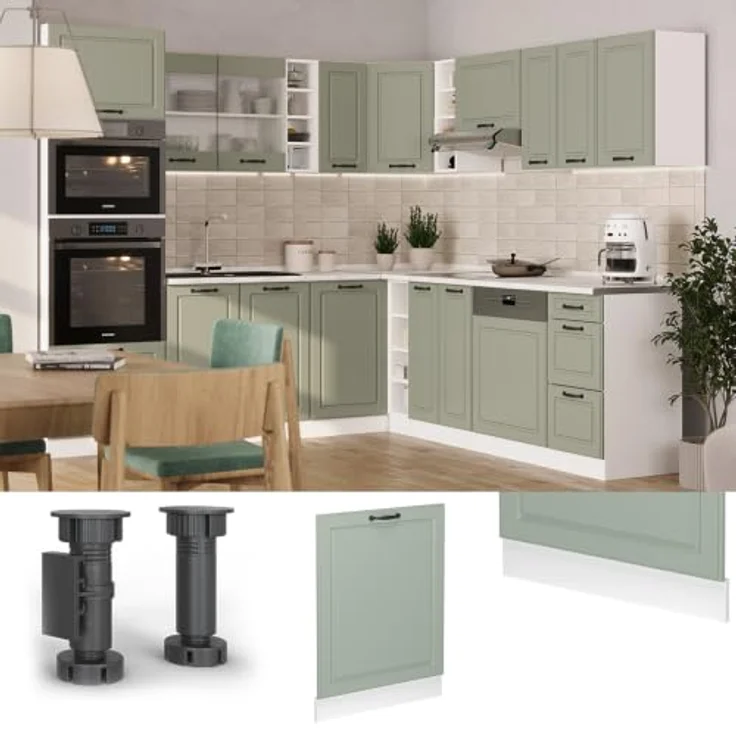 Vicco Geschirrspülerblende "R-Line", Mint Landhaus/Weiß 60 cm | MDF-Front · Ohne Arbeitsplatte · ✓ Passend zur Küchenfront · ✓ Frei kombinierbar · Einfache Integration – Bild 4