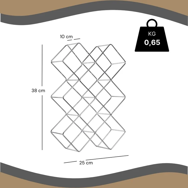 DESIGN DELIGHTS Weinregal WEINFLASCHENHALTER "CUBE", Metall, 37,5 cm, Weinregal, Farbe: silbe – Bild 2