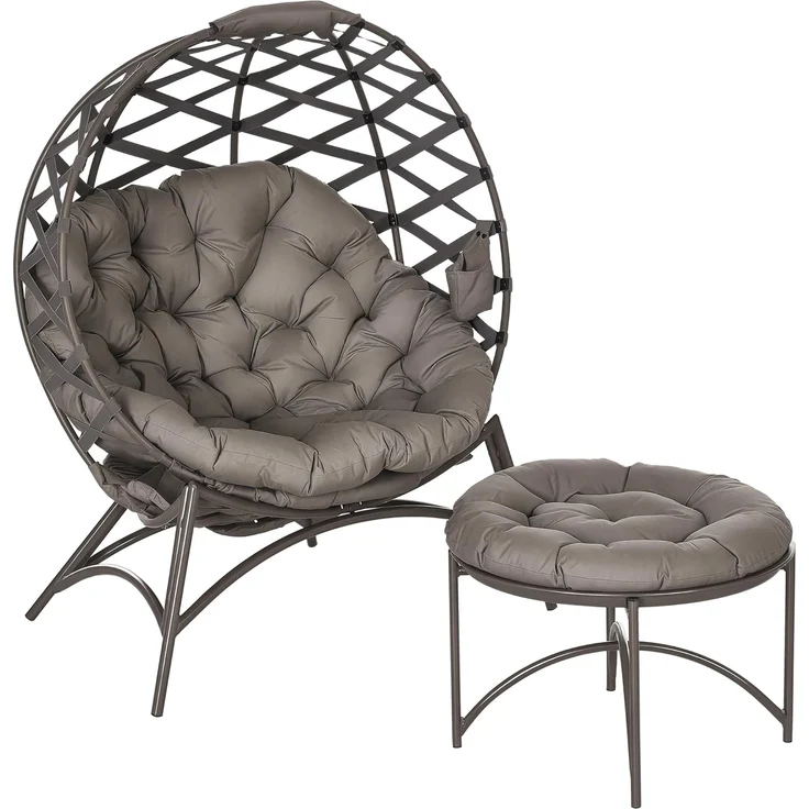 Outsunny Sitzgruppe Gartenstuhl-Set, (Set, 2-tlg, Gartenstuhl-Set), Korbstuhl mit 2-in-1-Hocker – Bild 1