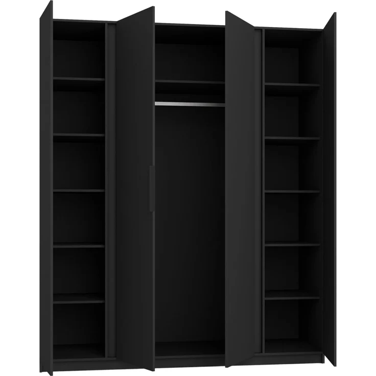 Selsey 'Kaja' Kleiderschrank 4-türig mit seitlichen Lamellen & Spiegel, Eiche Evoke, ca. 239 x 200 x 62 cm – Bild 3