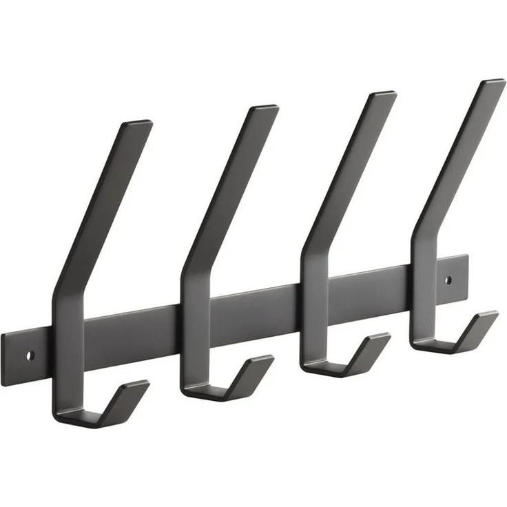 SO-TECH® Garderobenleiste Hakenleiste Blackline ALBA schwarz pulverbeschichteter Stahl (1 St), Breite 345 mm mit 4 Haken groß, inkl. Befestigungsset – Bild 1
