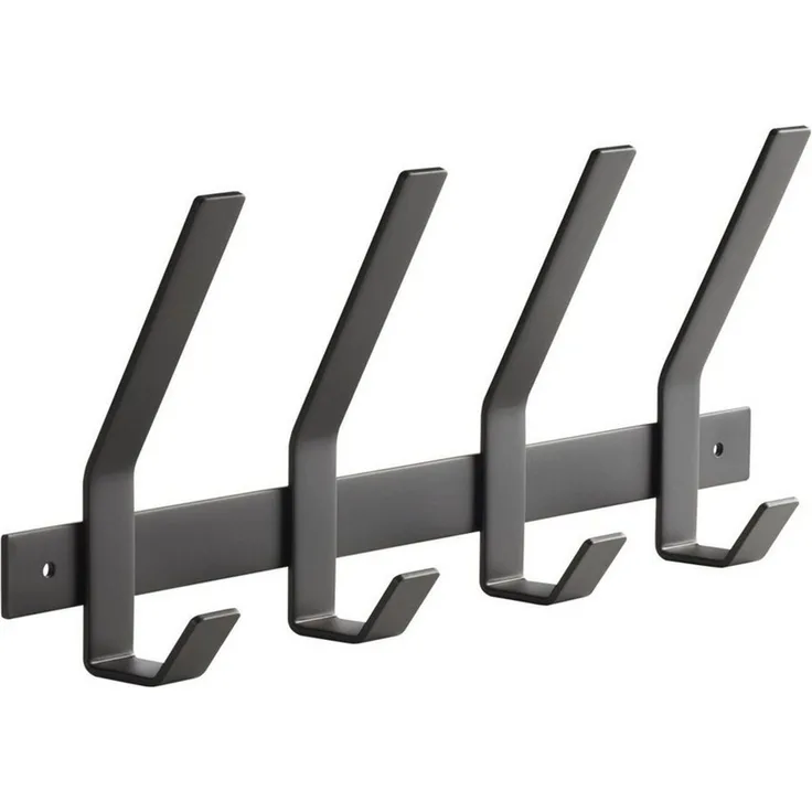 SO-TECH® Garderobenleiste Hakenleiste Blackline ALBA schwarz pulverbeschichteter Stahl (1 St), Breite 345 mm mit 4 Haken groß, inkl. Befestigungsset