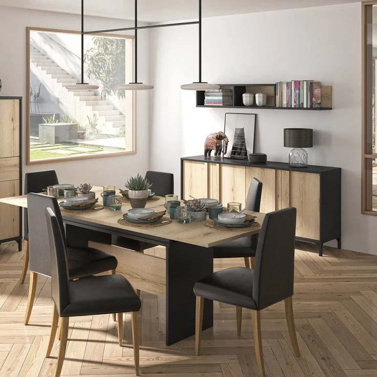 Calicosy 'ESTEBAN' Rechteckiger Tisch mit 1 Verlängerung L205/160 cm - Helles Holz – Bild 2