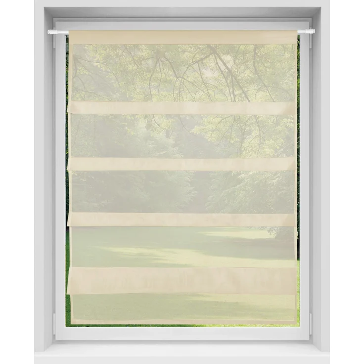 Transparente Bistrogardine Raffoptik mit Stangendurchzug in Voile, schlicht und modern in vielen verschiedenen Farben erhältlich (80 x 110 cm / beige - nude) – Bild 4