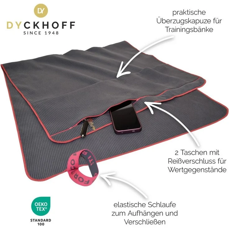 Dyckhoff Handtuch Mikrofaser Sporttuch Struktur, Microfaser (2-St), Mit Überstülpkapuze, Schnelltrocknend, Leicht, Reißverschlusstasche – Bild 3